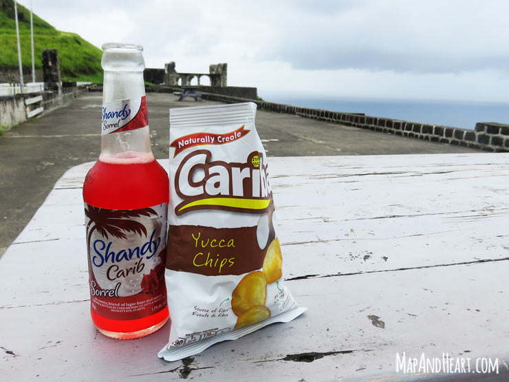 Snacks at Brimstone Hill - Sorrel Beer and Yucca Chips