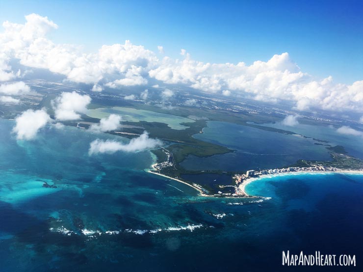 View of Riviera Maya, Mexico from airplane