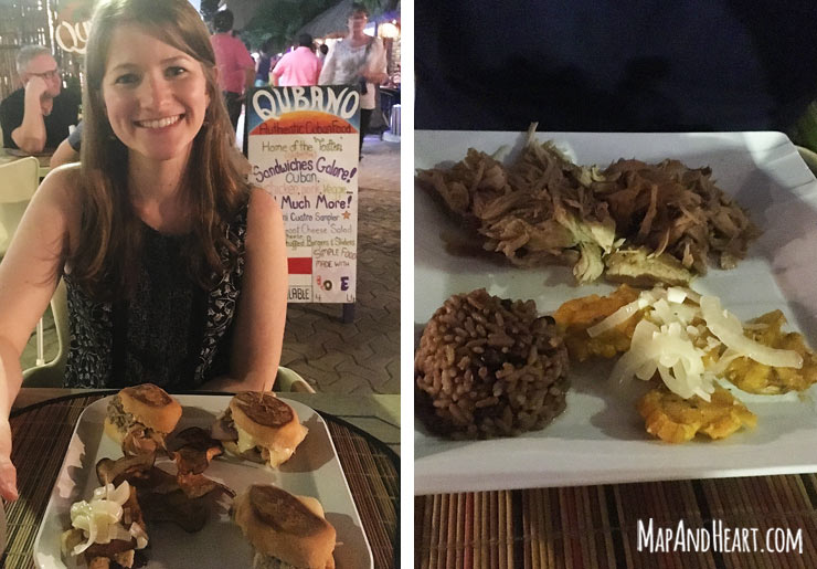 Slider sampler and pork dinner at Qubano in Isla Mujeres, Mexico